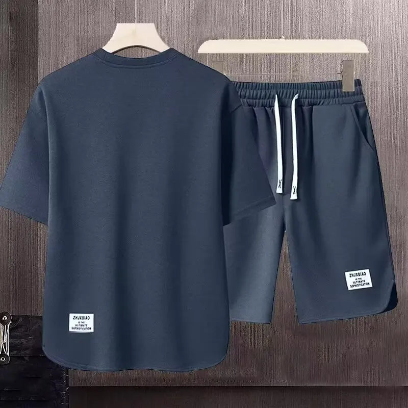 Summer Men's Khaki 2 Piece Set Breathable