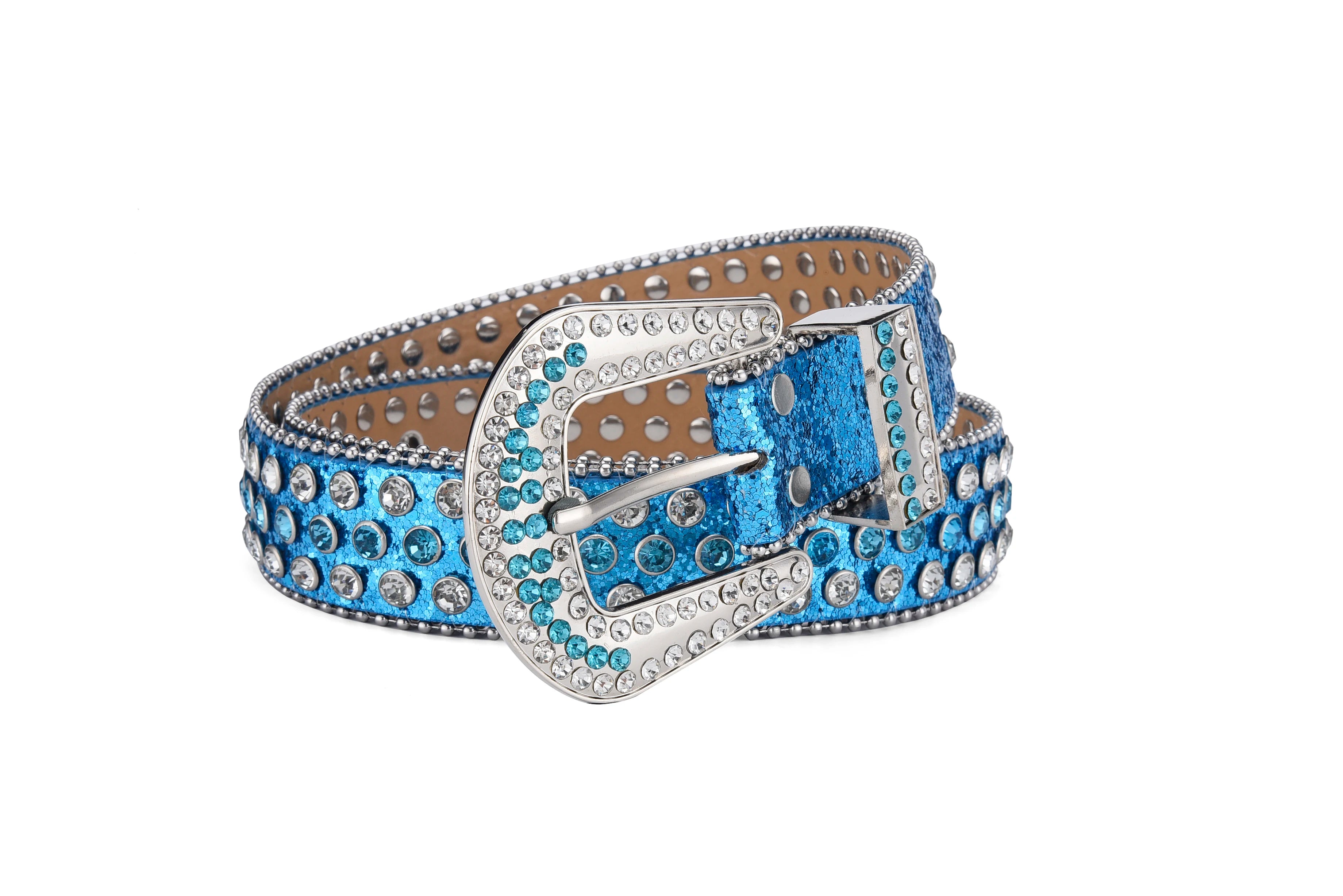 Unisex Y2K Rhinestone Rivet Belt – HipHop Punk Rock Denim Belt
