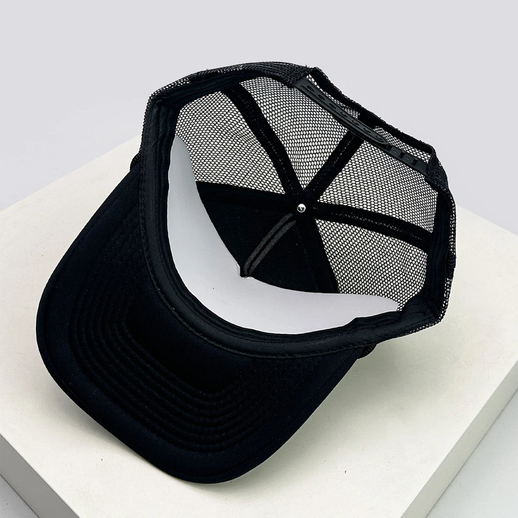 Unisex Color Block Letter Print Trucker Cap – Breathable Mesh Snapback