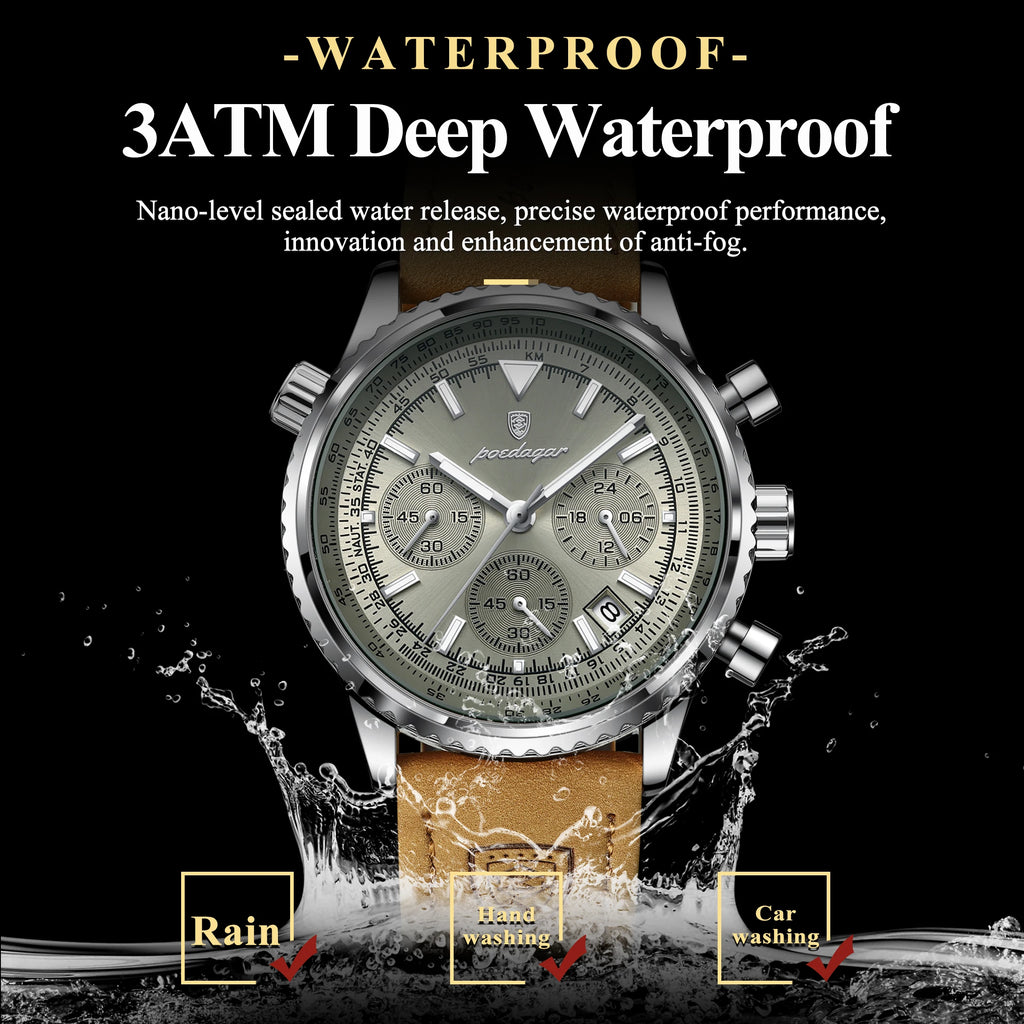 POEDAGAR High Quality Men Chronograph Waterproof Wristwatch