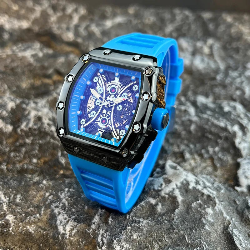 Men's Wine Barrel Dial Quartz Watch – Night Glow Luxury Sports Watch with Calendar (L146)