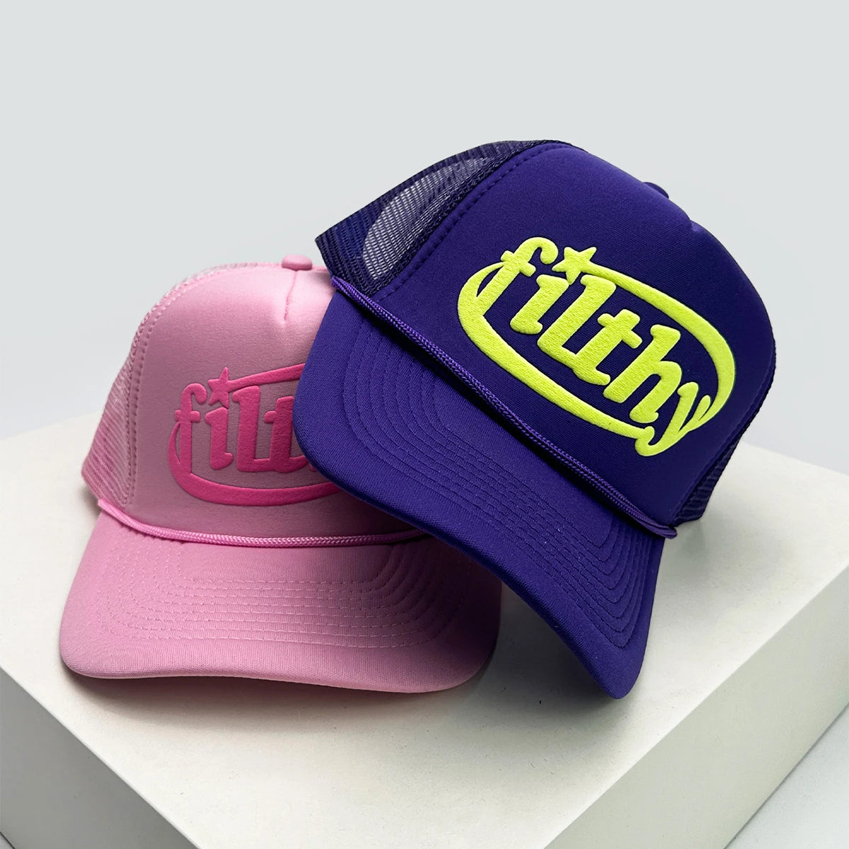 Unisex Color Block Letter Print Trucker Cap – Breathable Mesh Snapback