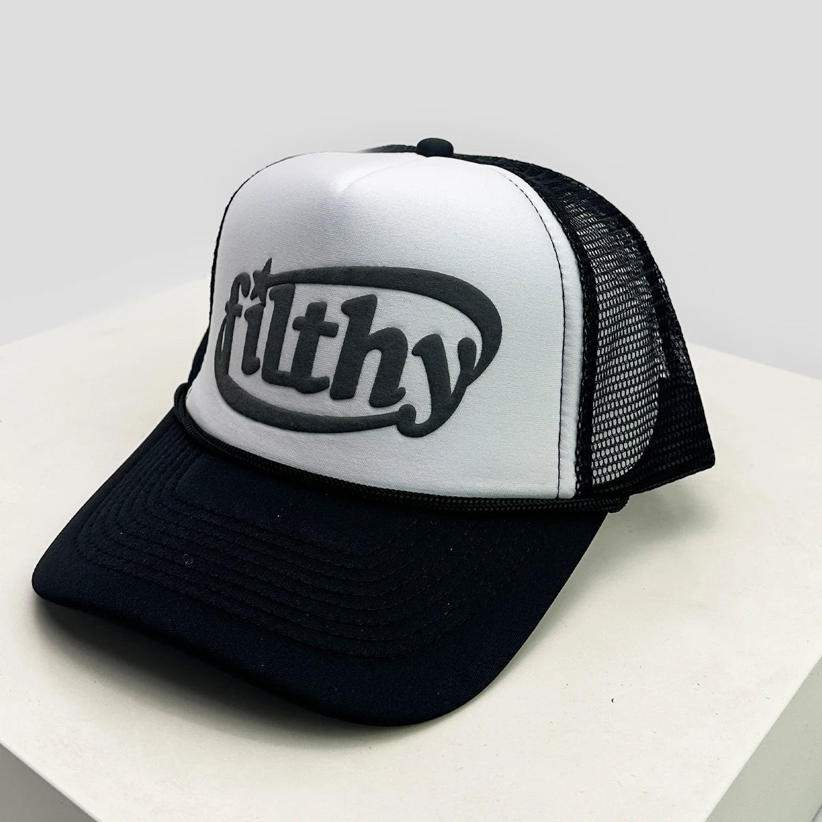 Unisex Color Block Letter Print Trucker Cap – Breathable Mesh Snapback