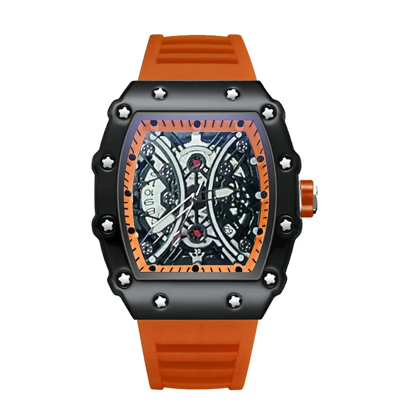 Men's Wine Barrel Dial Quartz Watch – Night Glow Luxury Sports Watch with Calendar (L146)
