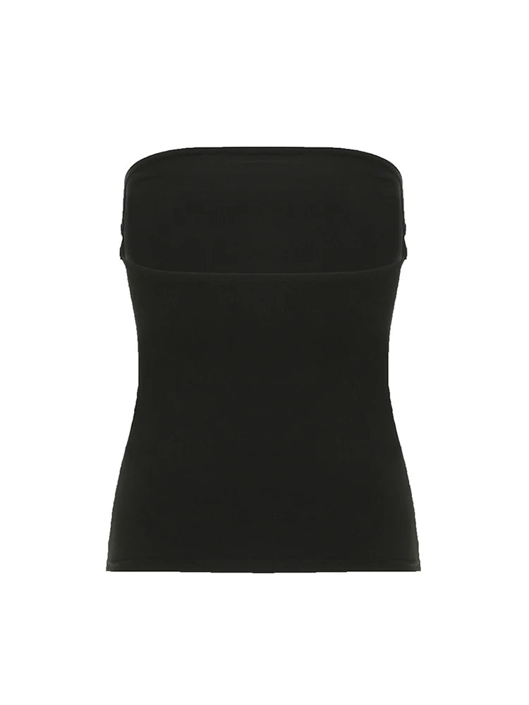 Gothic Print Black Tube Top Women