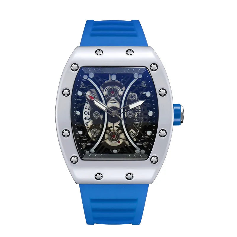 Men's Wine Barrel Dial Quartz Watch – Night Glow Luxury Sports Watch with Calendar (L146)