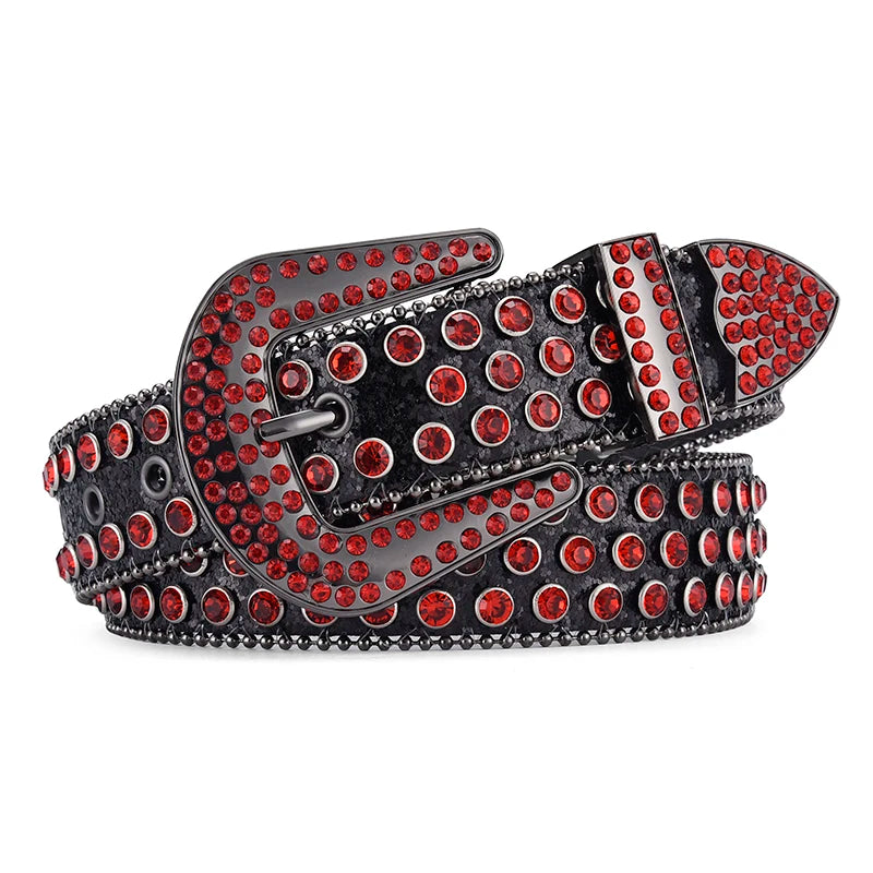 Unisex Y2K Rhinestone Rivet Belt – HipHop Punk Rock Denim Belt