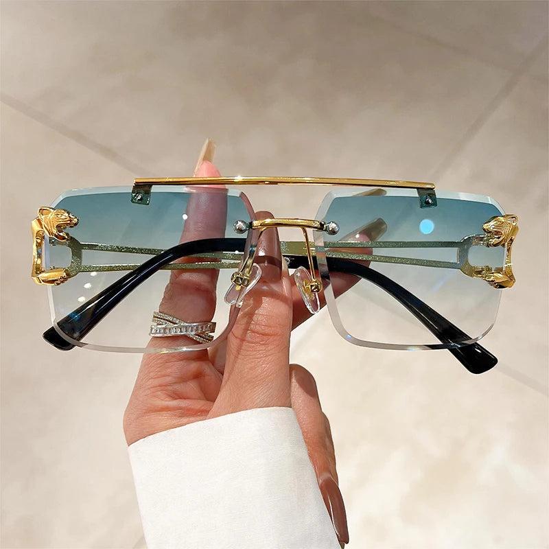 Vintage Oversized Square Sunglasses – Double Bridge UV400 Gradient Shades for Men & Women