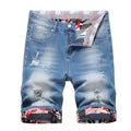 Men's Ripped Denim Shorts – Casual Knee-Length Jean Shorts