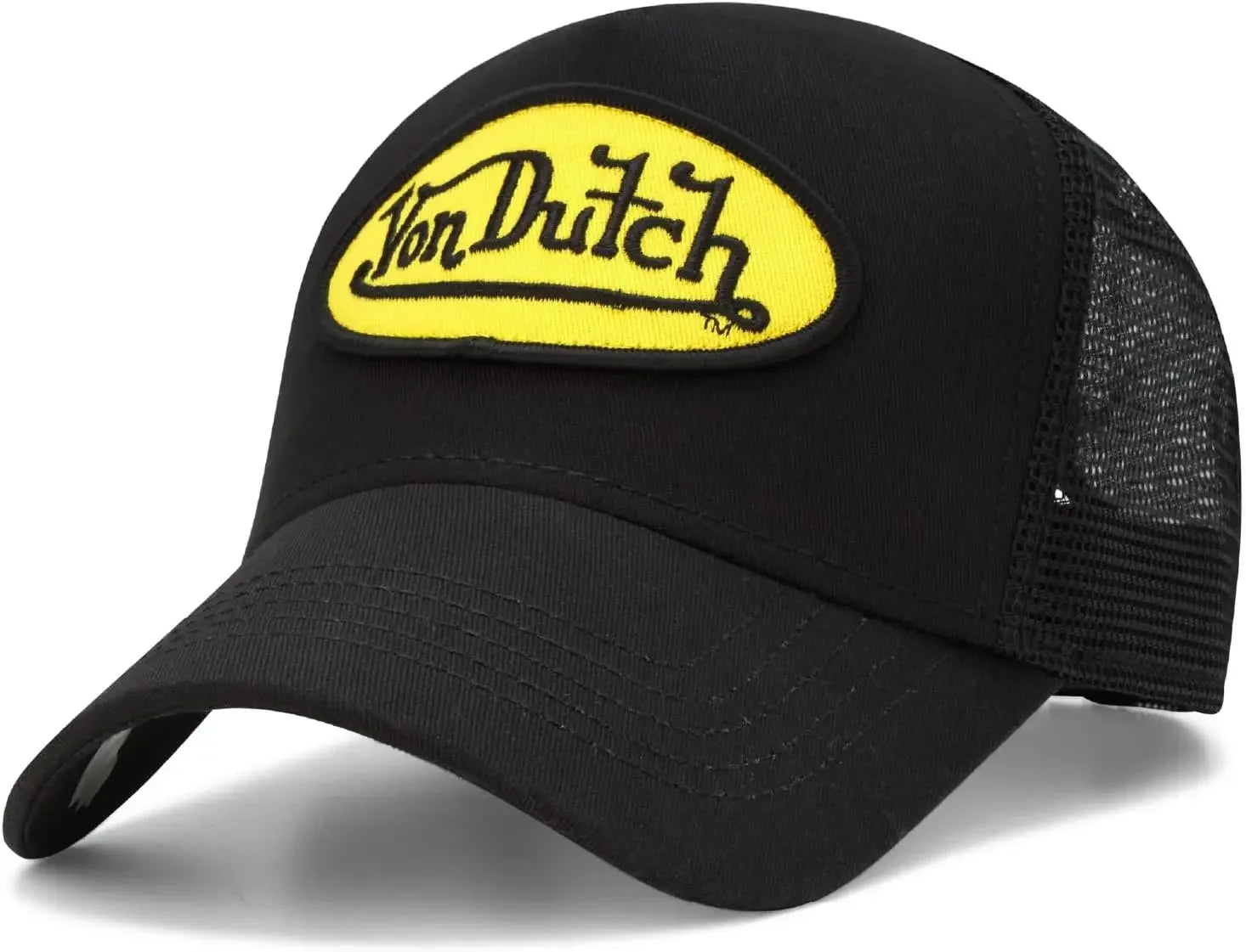 Unisex Curved Bill Mesh Back Trucker Hat – Retro Adjustable Snapback