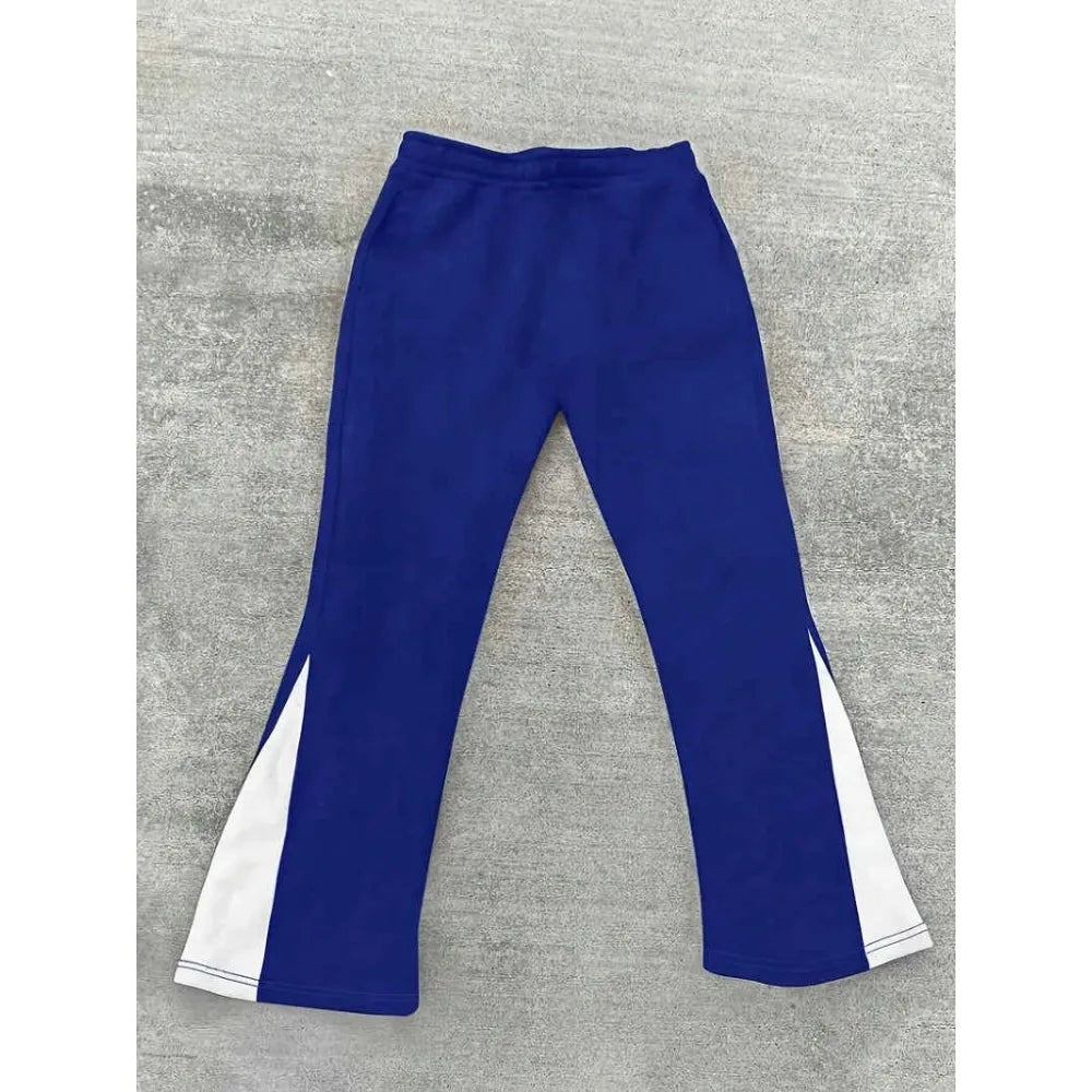 Men's Cross Print Flared Sweatpants – Black & White Color Block Streetwear Jogger Pants