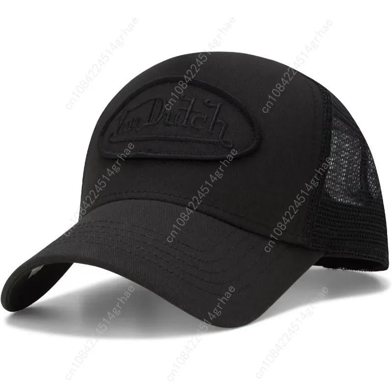 Unisex Curved Bill Mesh Back Trucker Hat – Retro Adjustable Snapback