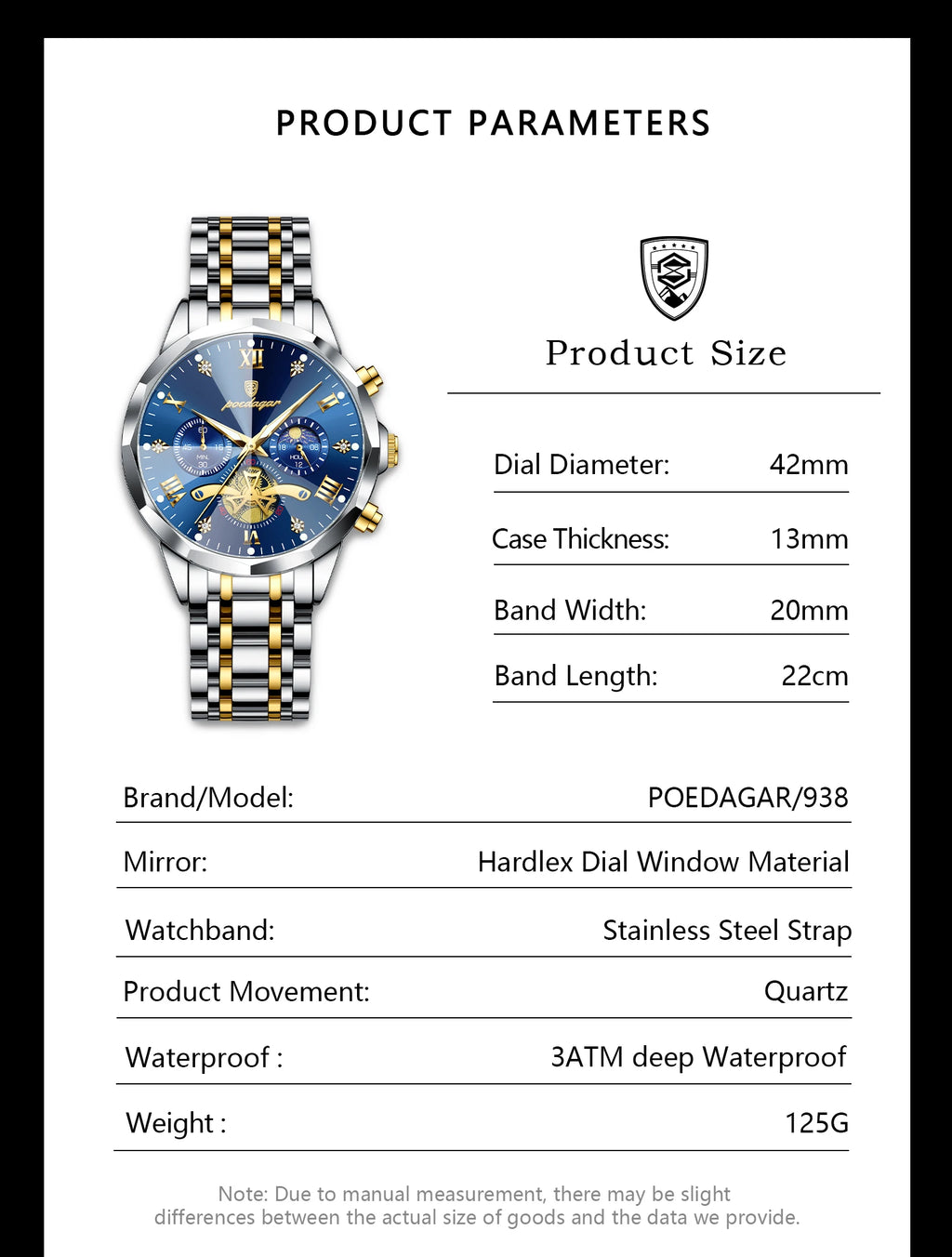 POEDAGAR Luxury Men Watch