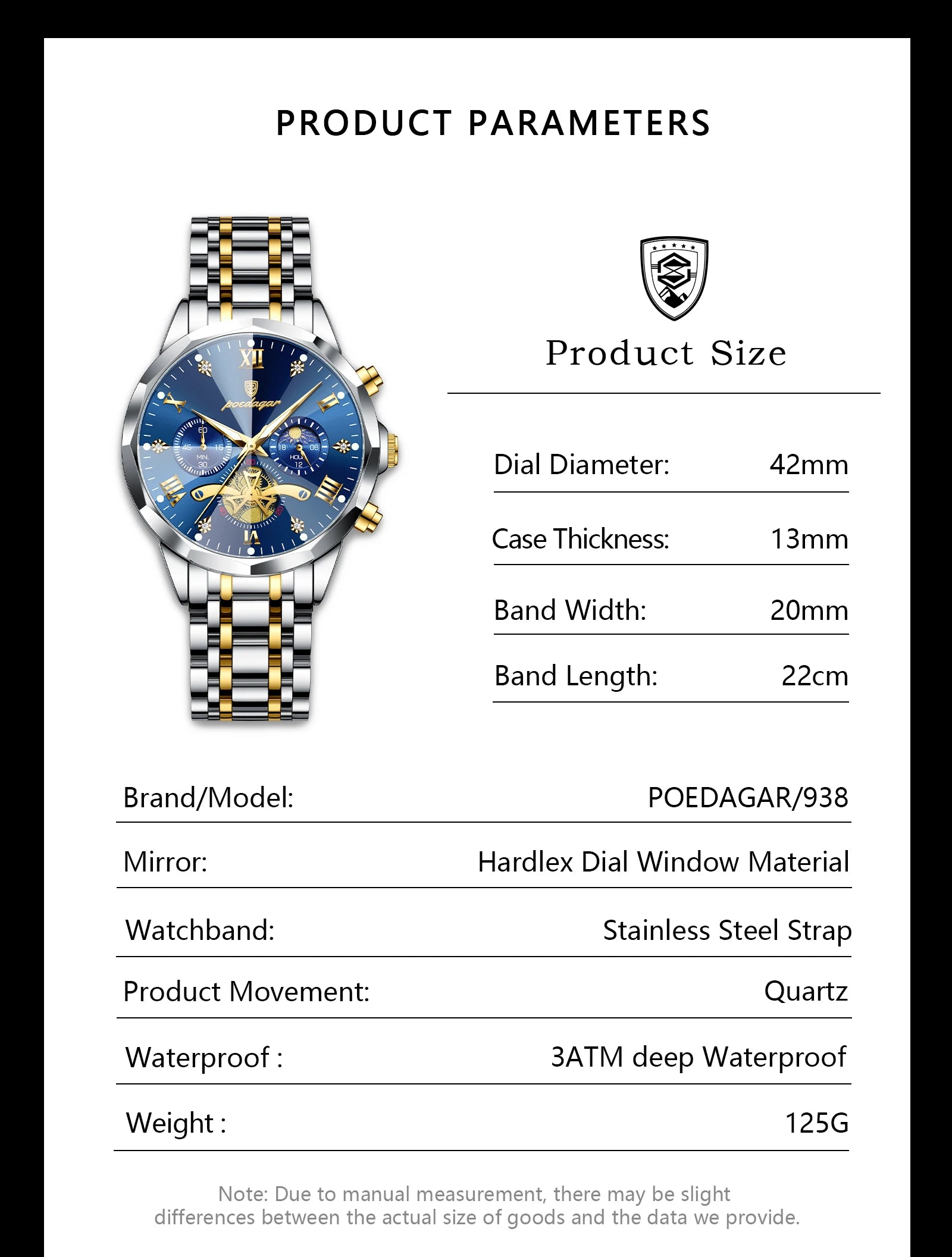 POEDAGAR Luxury Men Watch