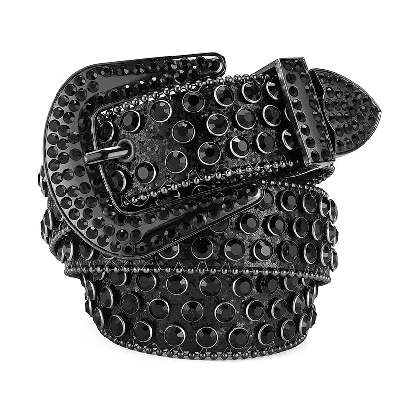 Unisex Y2K Rhinestone Rivet Belt – HipHop Punk Rock Denim Belt