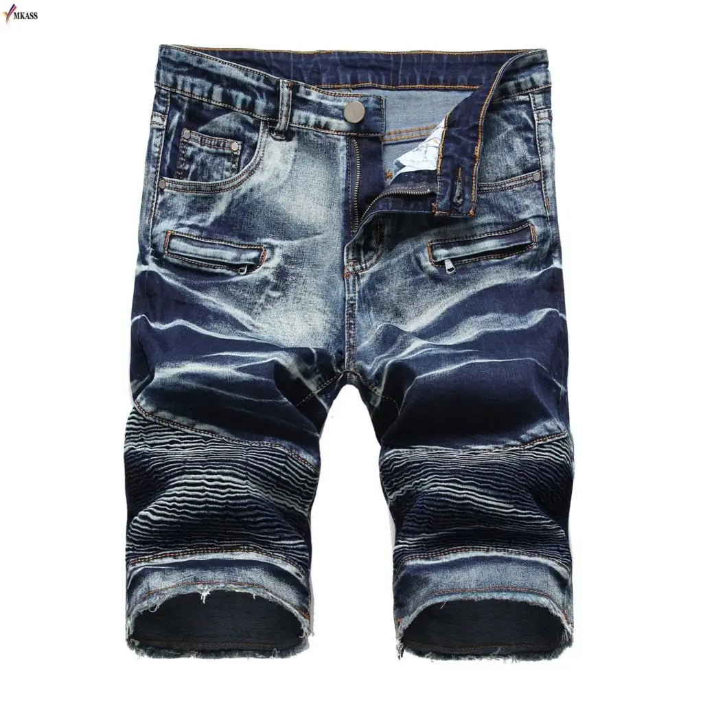 Men's Ripped Denim Shorts – Casual Knee-Length Jean Shorts