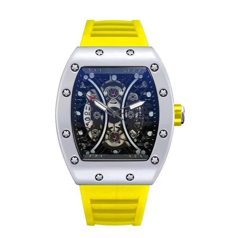 Men's Wine Barrel Dial Quartz Watch – Night Glow Luxury Sports Watch with Calendar (L146)