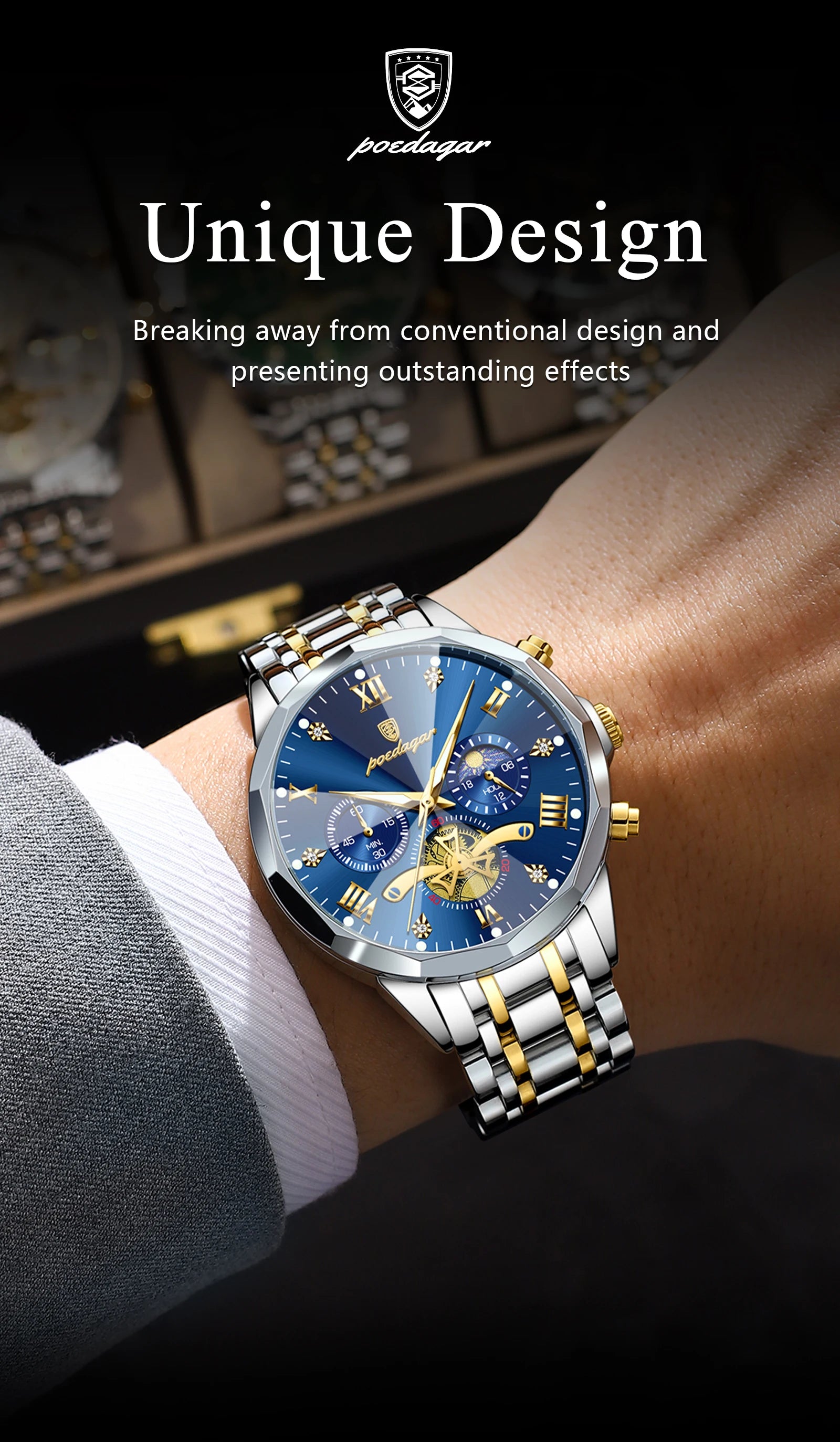 POEDAGAR Luxury Men Watch