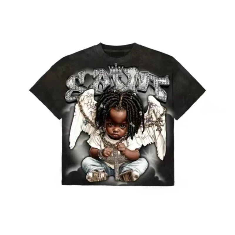 American Hip Hop Y2K Retro Men's Crew Neck T-shirt