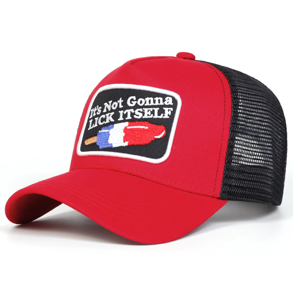 "Lick Itself" Letter Embroidery Baseball Cap – Unisex Adjustable Mesh Hat