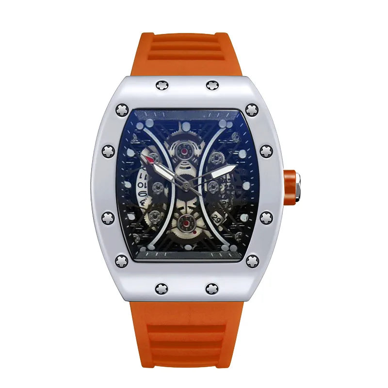 Men's Wine Barrel Dial Quartz Watch – Night Glow Luxury Sports Watch with Calendar (L146)