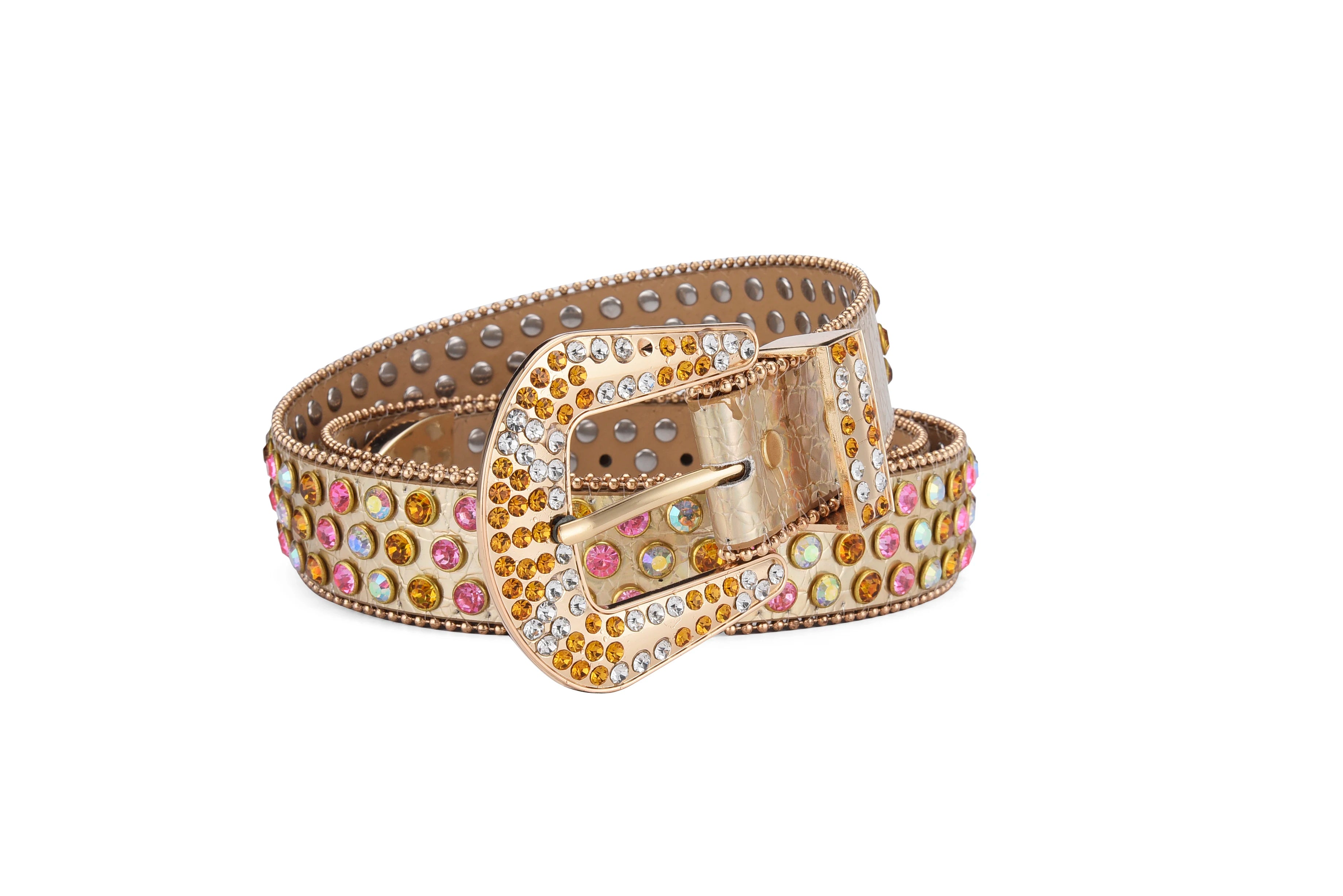 Unisex Y2K Rhinestone Rivet Belt – HipHop Punk Rock Denim Belt