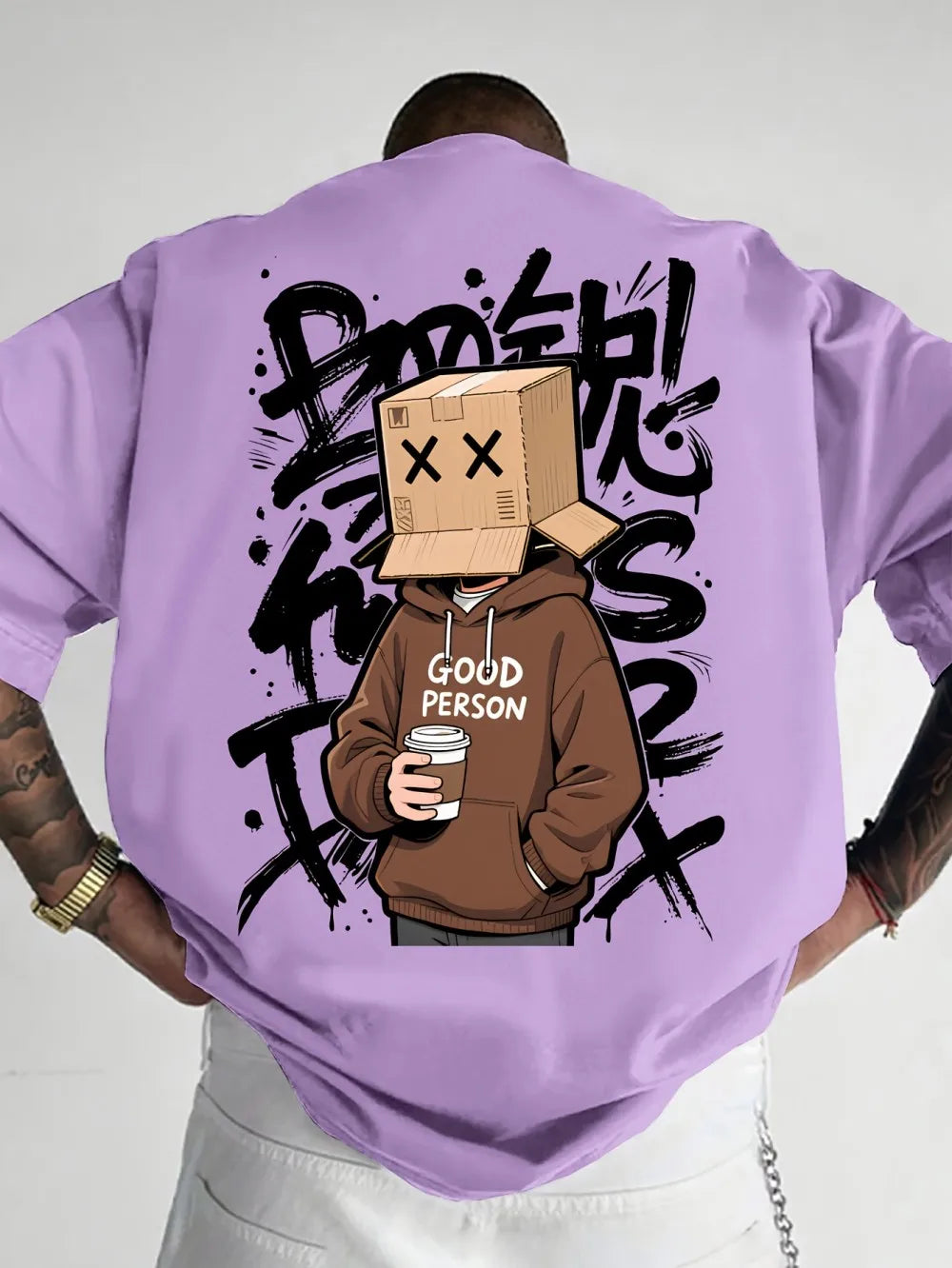 Men's Cartoon Character Letter Graffiti Comfortable and Breathable T-shirt