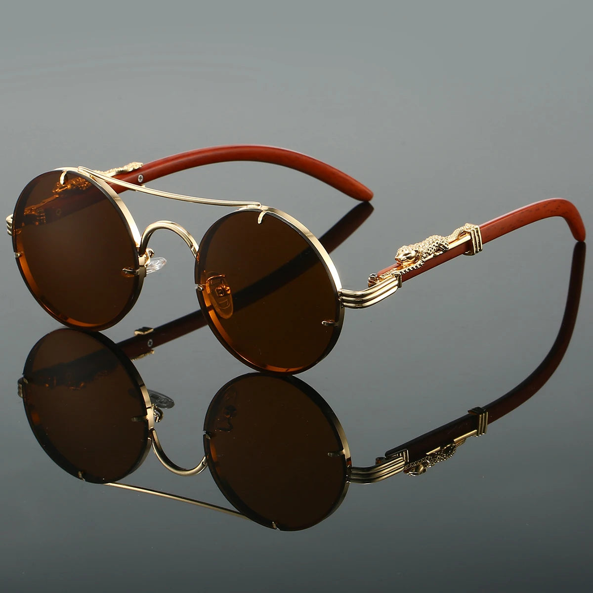 Vintage Round Sunglasses – Double Bridge Multicolor UV400 Retro Shades for Men & Women