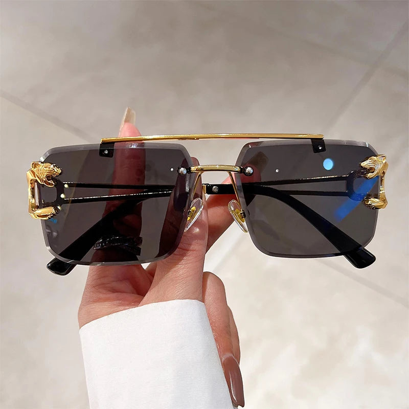 Vintage Oversized Square Sunglasses – Double Bridge UV400 Gradient Shades for Men & Women