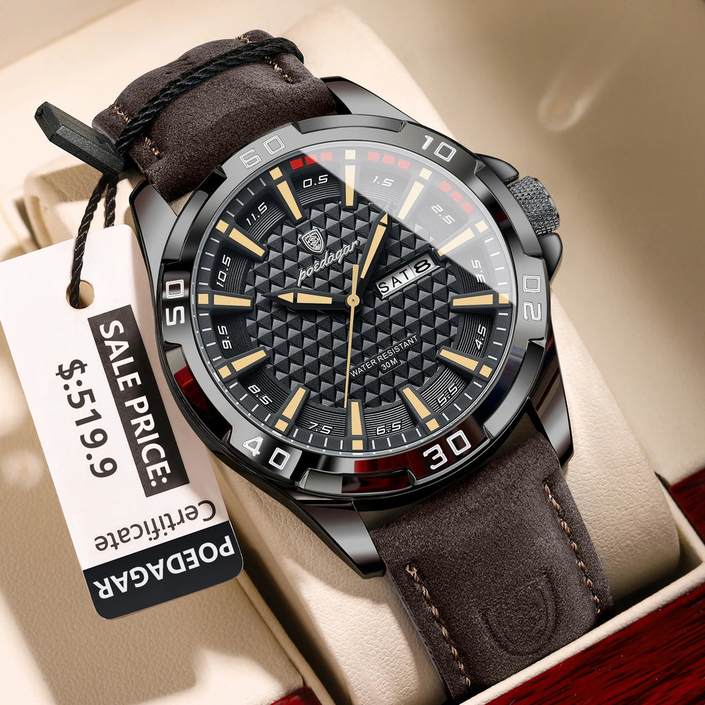 POEDAGAR Original Man Wristwatch Luxury Waterproof