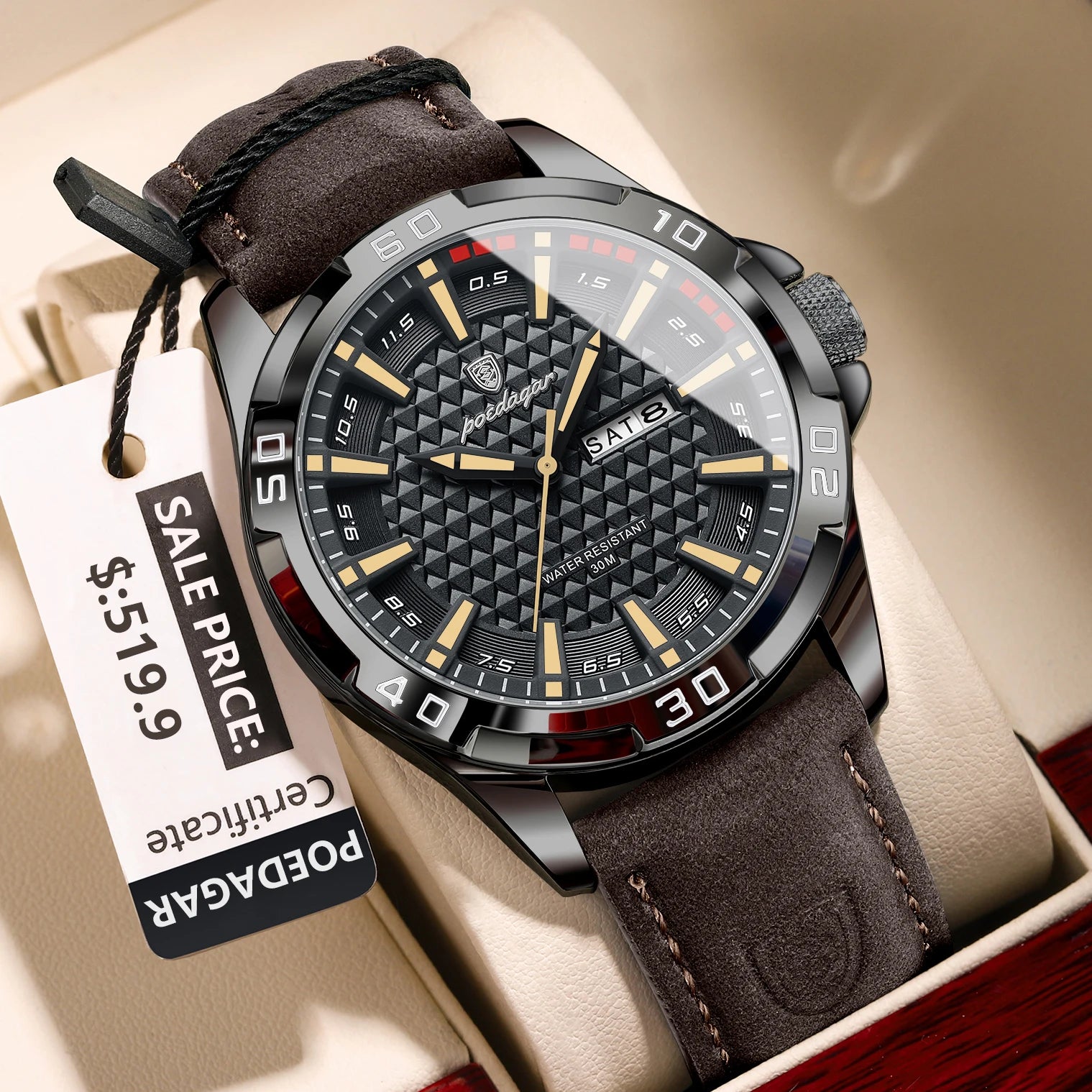 POEDAGAR Original Man Wristwatch Luxury Waterproof