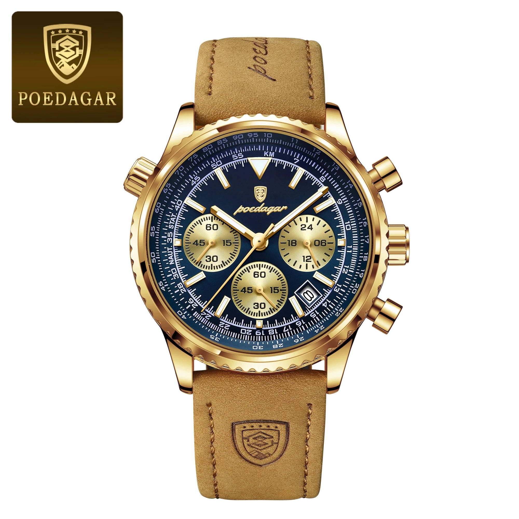 POEDAGAR High Quality Men Chronograph Waterproof Wristwatch