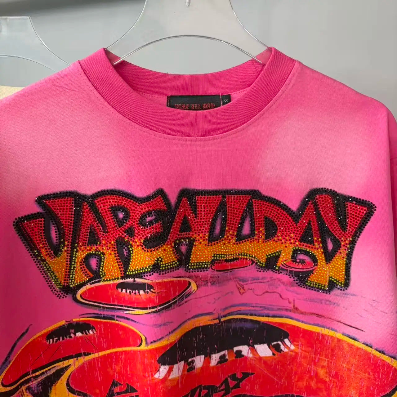 Letter Rhinestone Cotton Short Sleeve for Men and Women Harajuku