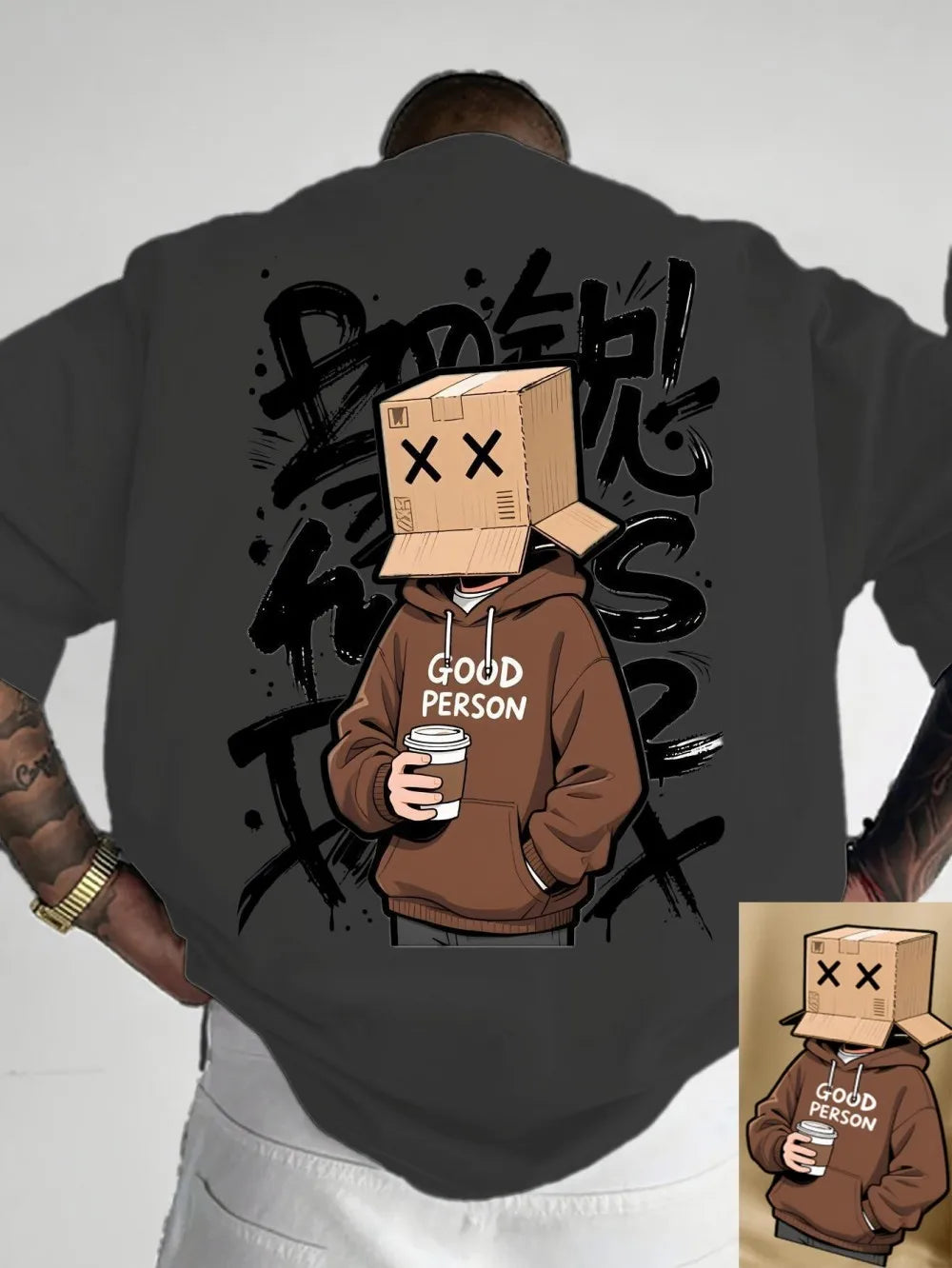 Men's Cartoon Character Letter Graffiti Comfortable and Breathable T-shirt