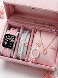 Love Pattern Digital Watch & Butterfly Accessories Set – Fashion Gift Bundle