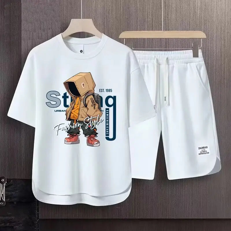 Summer Men's Khaki 2 Piece Set Breathable