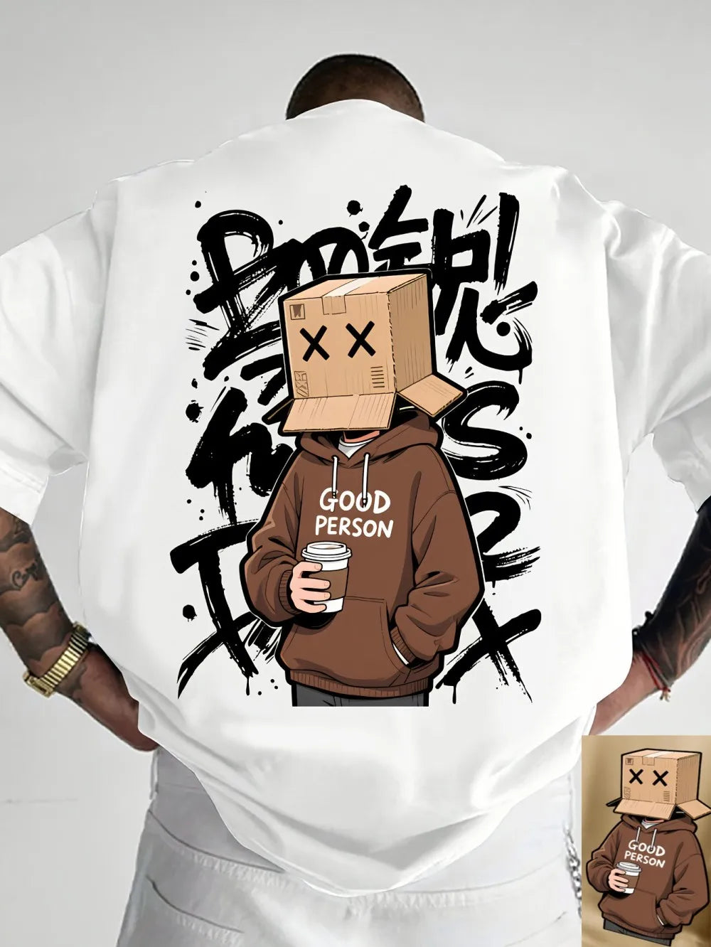 Men's Cartoon Character Letter Graffiti Comfortable and Breathable T-shirt