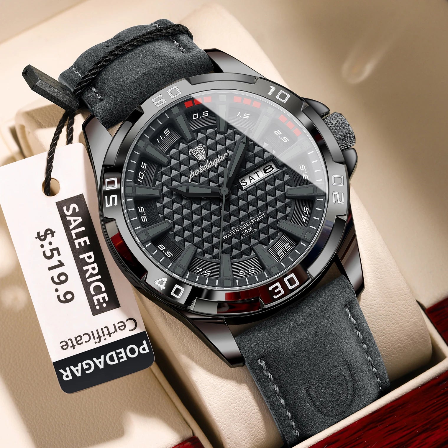 POEDAGAR Original Man Wristwatch Luxury Waterproof