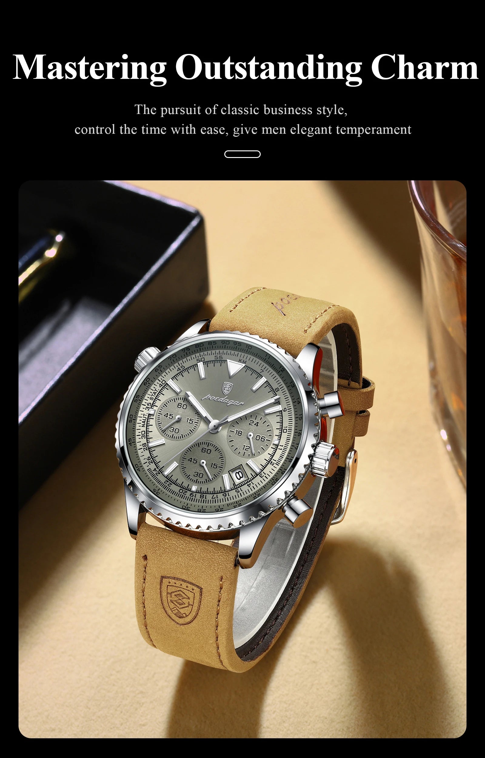 POEDAGAR High Quality Men Chronograph Waterproof Wristwatch