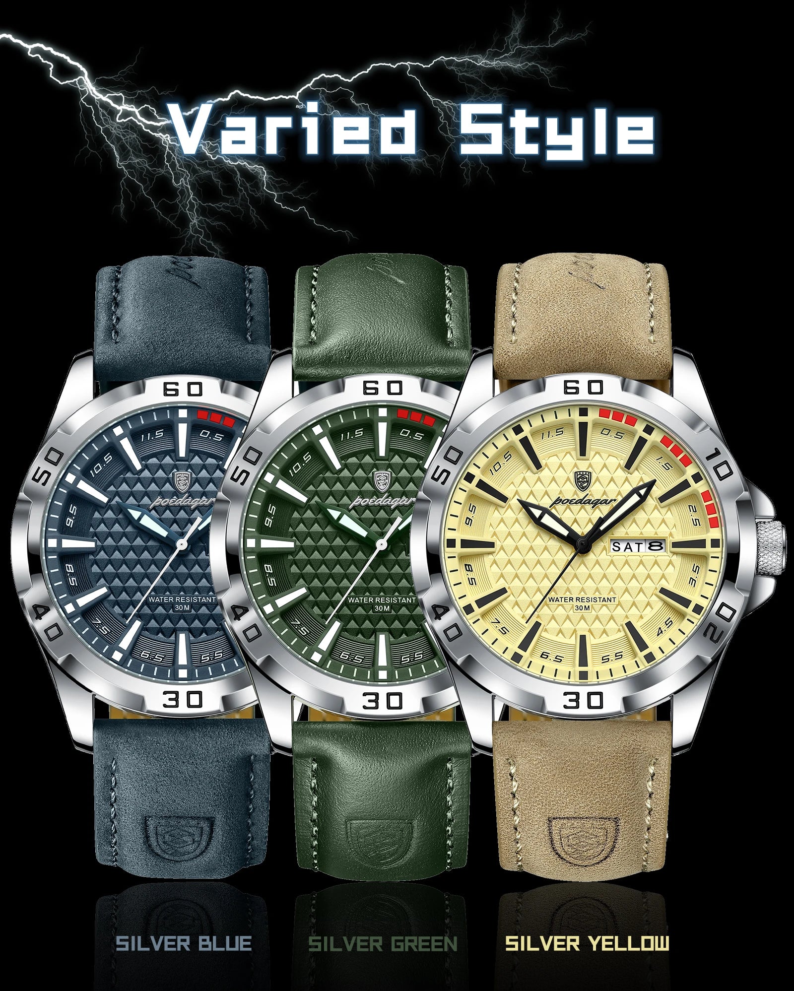 POEDAGAR Original Man Wristwatch Luxury Waterproof