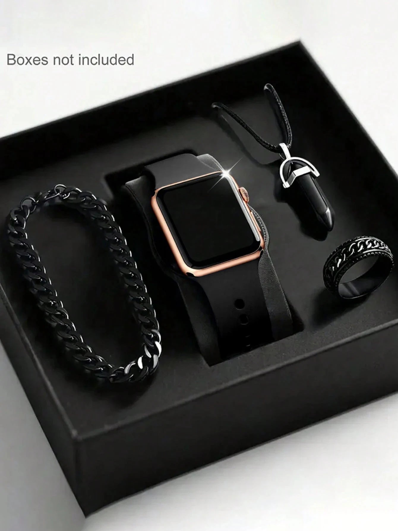 Men's LED Digital Watch & Jewelry Gift Set – Fashion Square Dial with Silicone Band