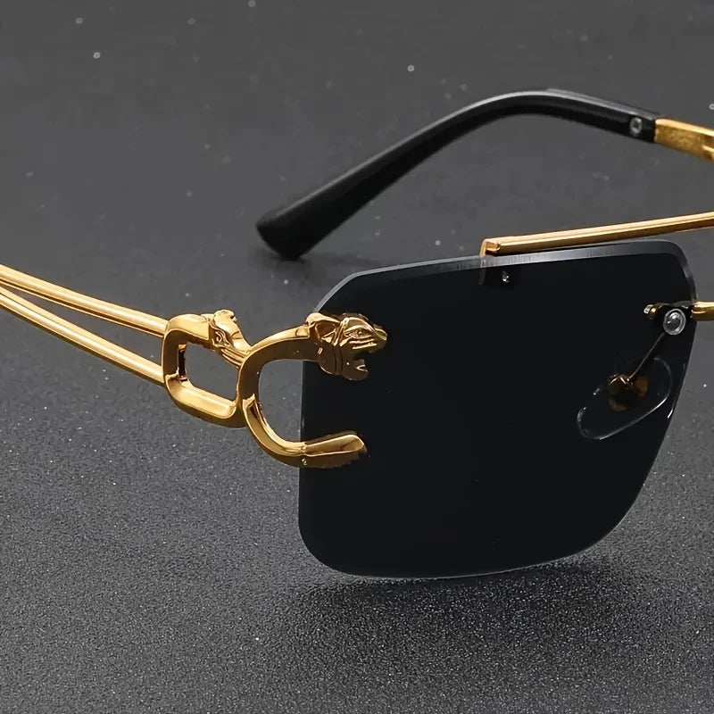 Vintage Frameless Tiger Sunglasses – Polarized Anti-Glare Shades for Men & Women