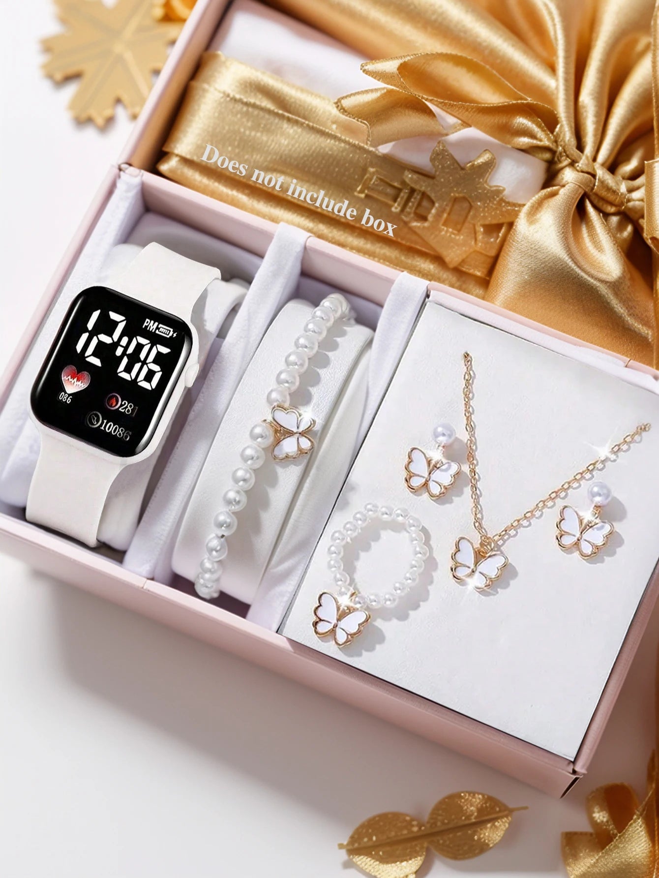 Love Pattern Digital Watch & Butterfly Accessories Set – Fashion Gift Bundle