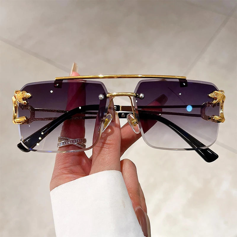 Vintage Oversized Square Sunglasses – Double Bridge UV400 Gradient Shades for Men & Women