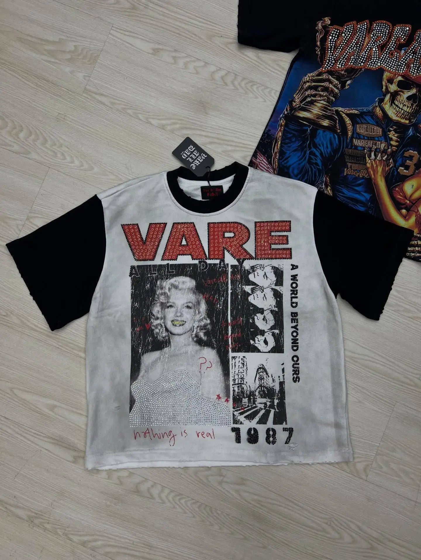 Letter Rhinestone Cotton Short Sleeve for Men and Women Harajuku
