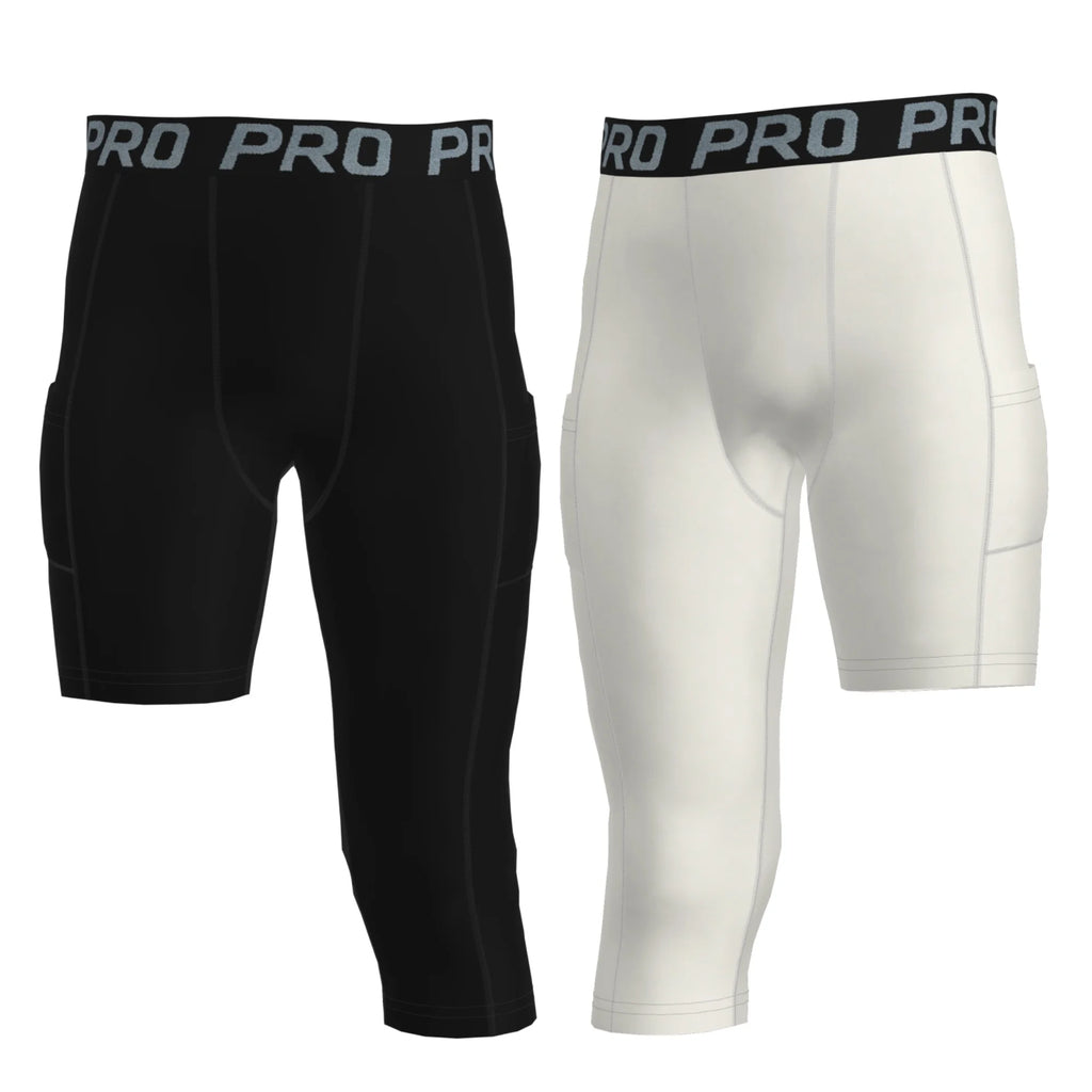 Youth Boys 3/4 One-Leg Compression Tights – Basketball Athletic Base Layer