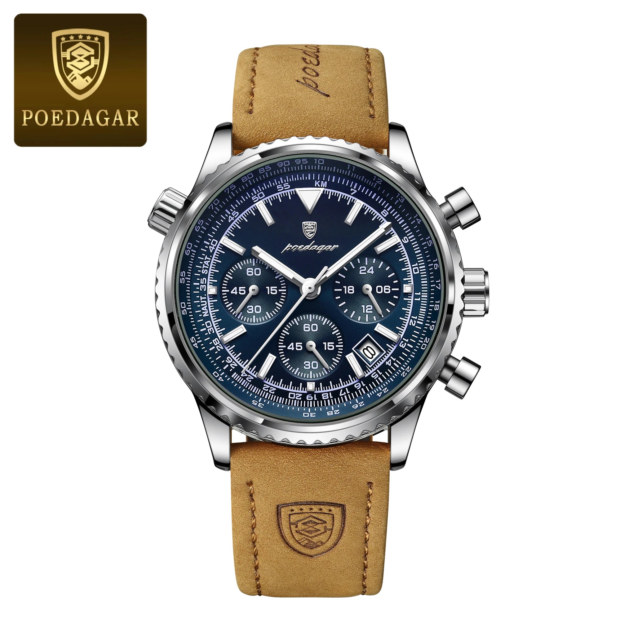 POEDAGAR High Quality Men Chronograph Waterproof Wristwatch