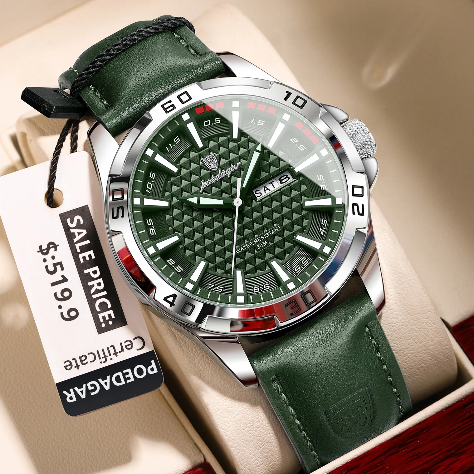 POEDAGAR Original Man Wristwatch Luxury Waterproof