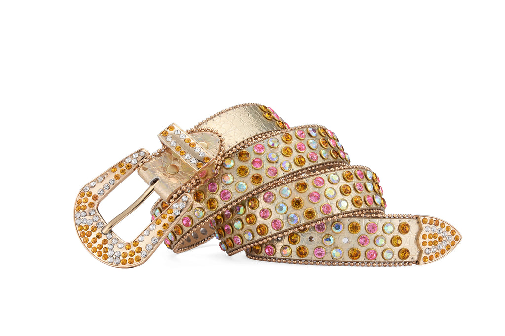 Unisex Y2K Rhinestone Rivet Belt – HipHop Punk Rock Denim Belt