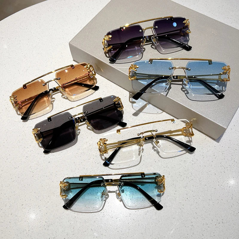 Vintage Oversized Square Sunglasses – Double Bridge UV400 Gradient Shades for Men & Women